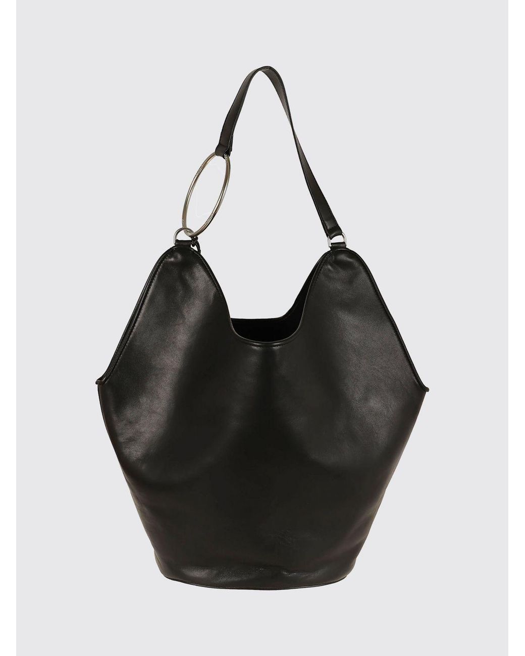 Dondup Black Rhombus-Shaped Bovine Leather Shoulder Bag With Logo Charm
