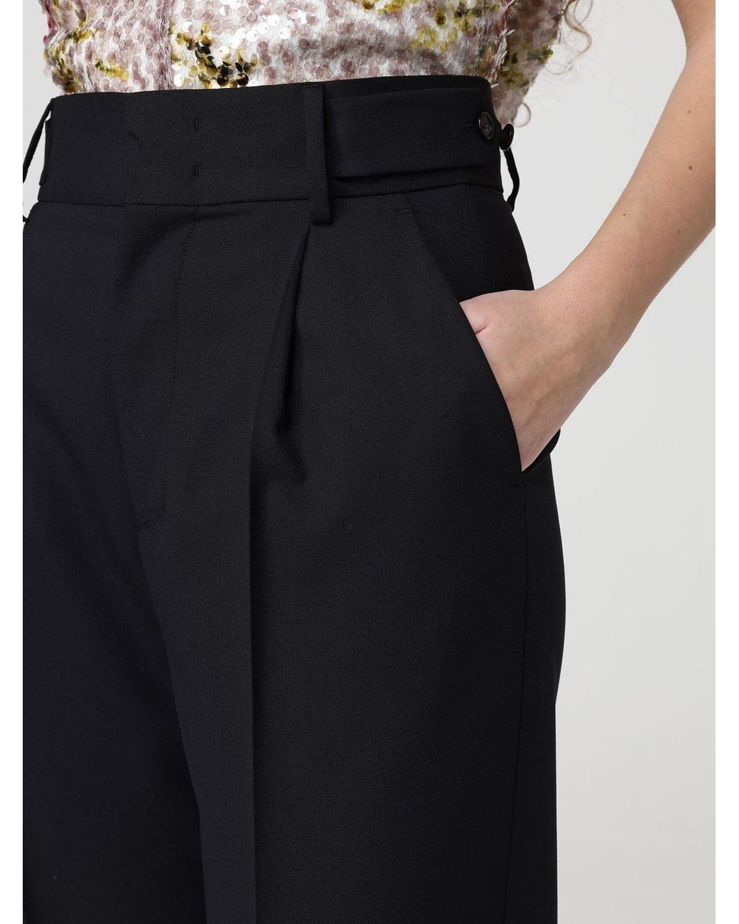Alberta Ferretti Black Crepe Palazzo Trousers