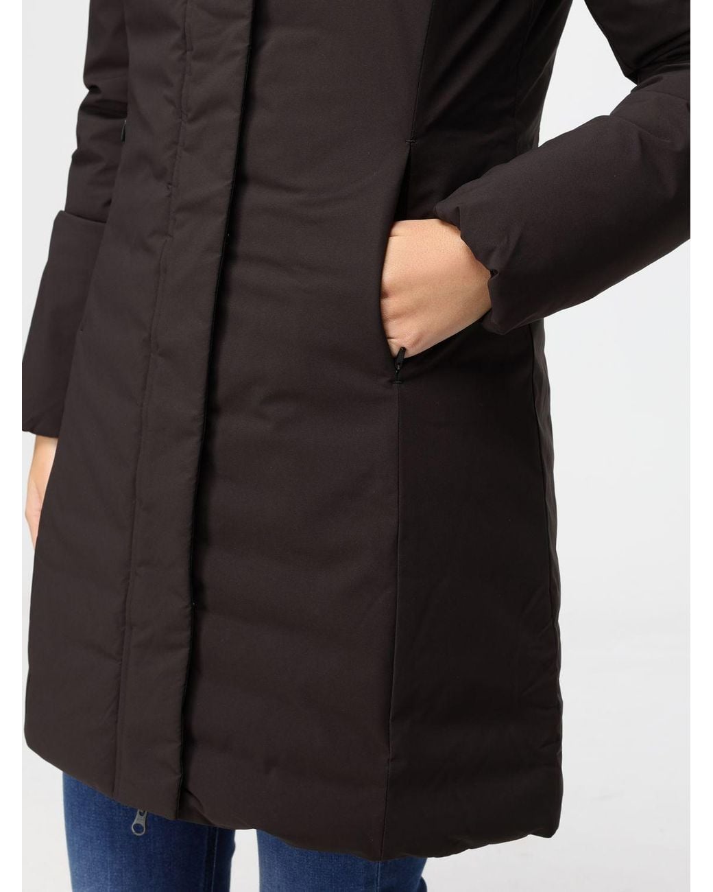 Save The Duck Black Leyla Slim Knee-Length Puffer Jacket With Hood