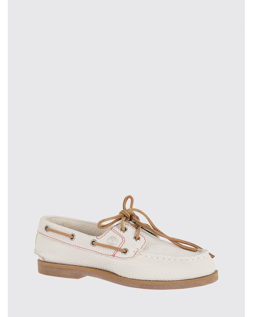 Timberland White Classic Boat Embossed Leather Loafers
