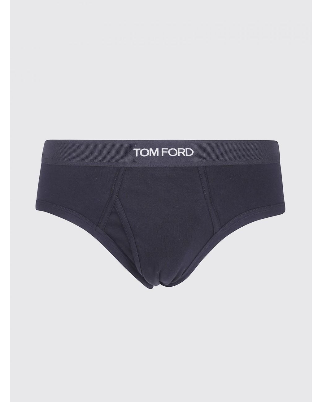 Tom Ford Blue Contrast Logo Waistband Stretch-Cotton Briefs for men