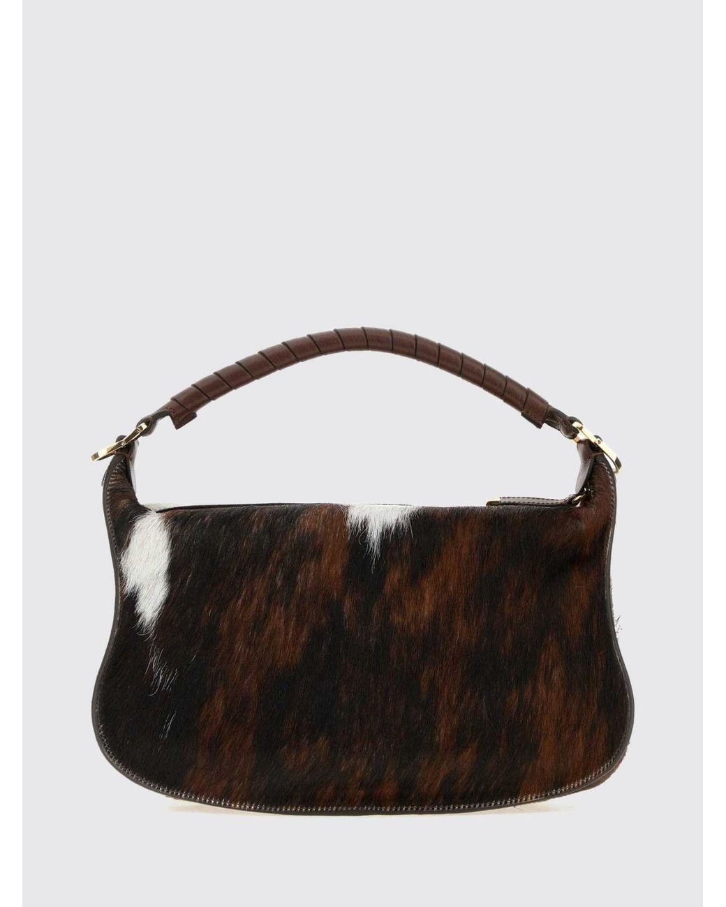 Chloé Brown ChloÉ Marcie Animal Motif Leather And Pony Hair Handbag With Braided Handles
