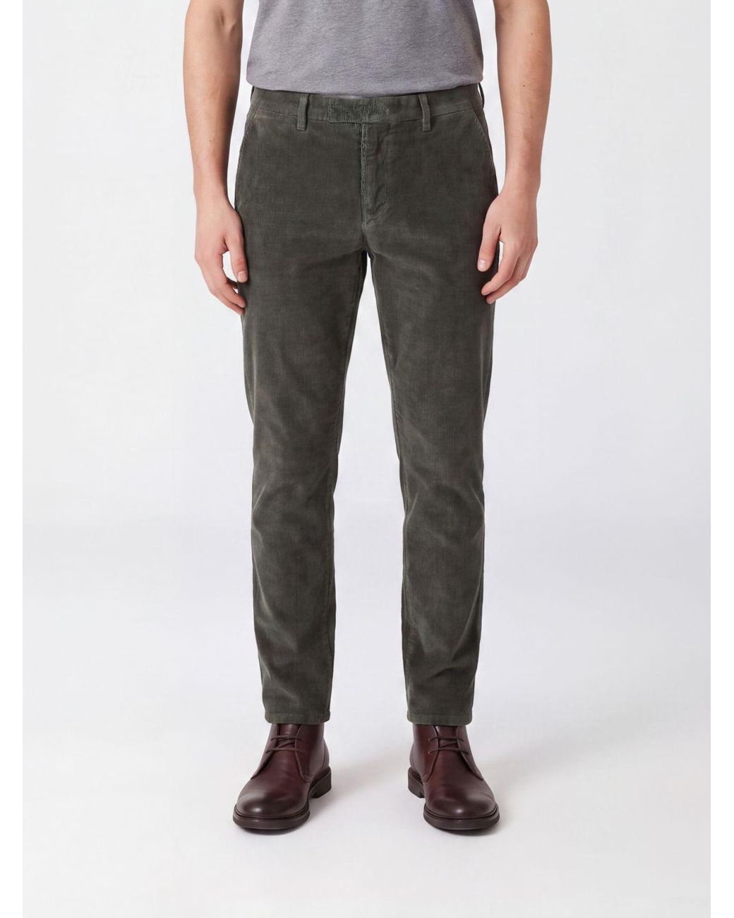 Briglia 1949 Black Slim Fit Cotton Velvet Chino Trousers for men