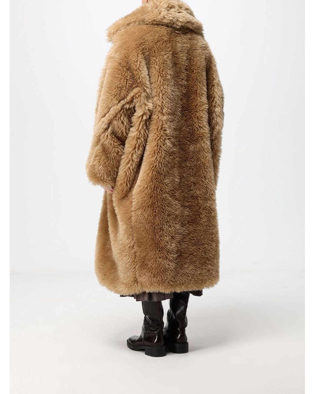 MEIMEIJ Natural Long Double-Breasted Oversized Faux Fur Coat