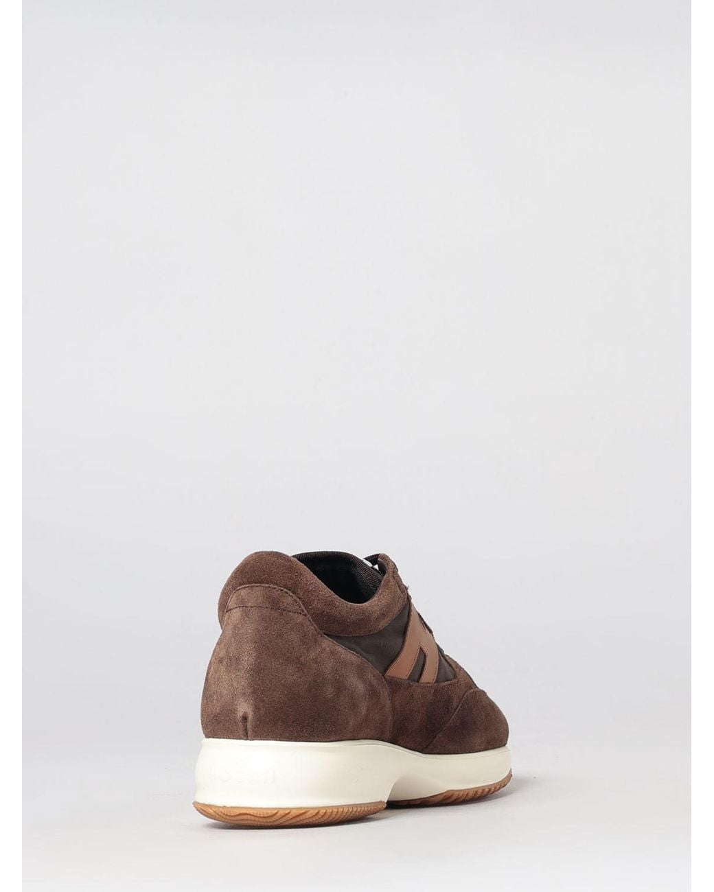 Hogan Brown H580 Suede And Mesh Sneakers With Side H Logo for men