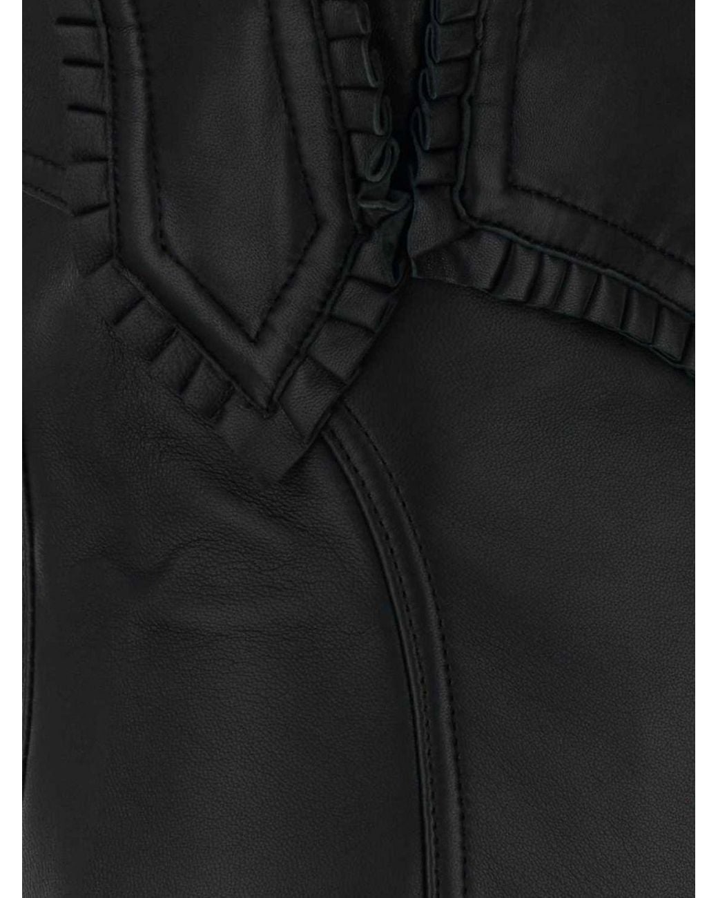 Blumarine Black Off-The-Shoulder Lambskin Leather Sheath Mini Dress