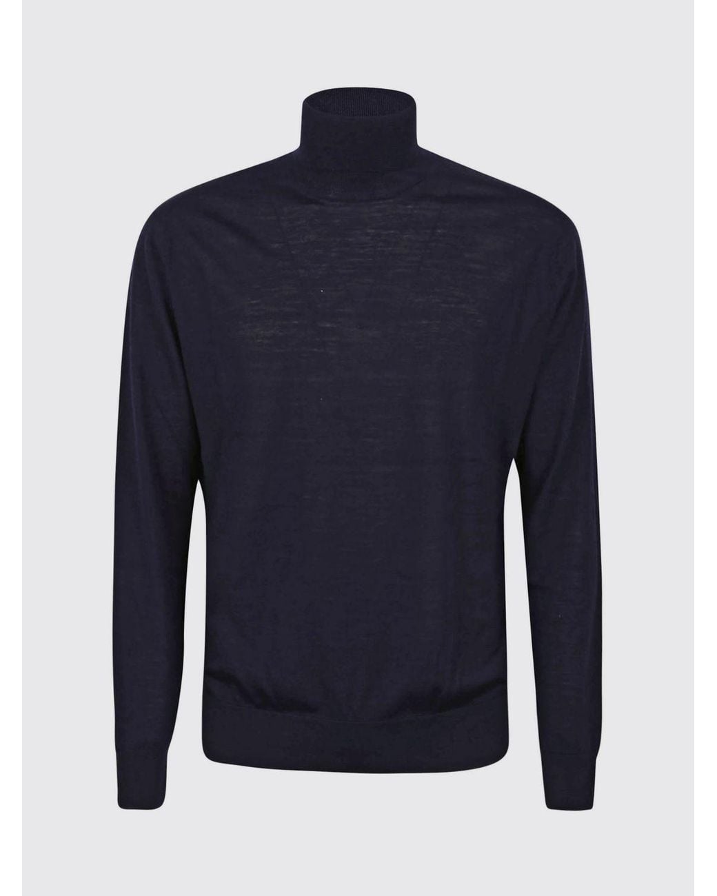 Ballantyne Blue Pure Wool Turtleneck Jumper With Ribbed Trims for men