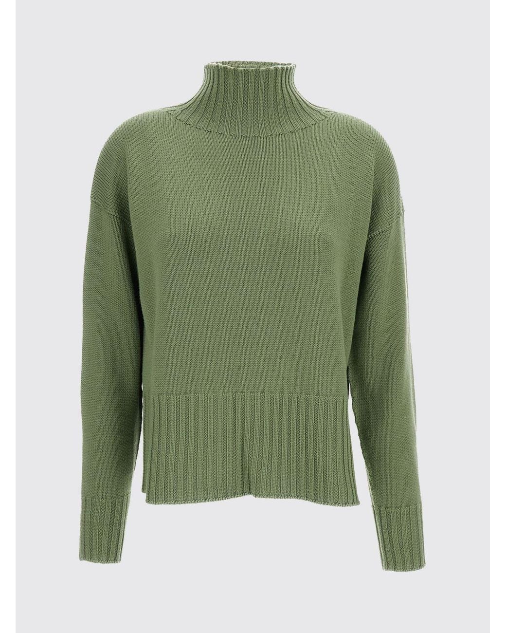 Drumohr Green Merino Wool Roll-Neck Jumper With Dropped Shoulders