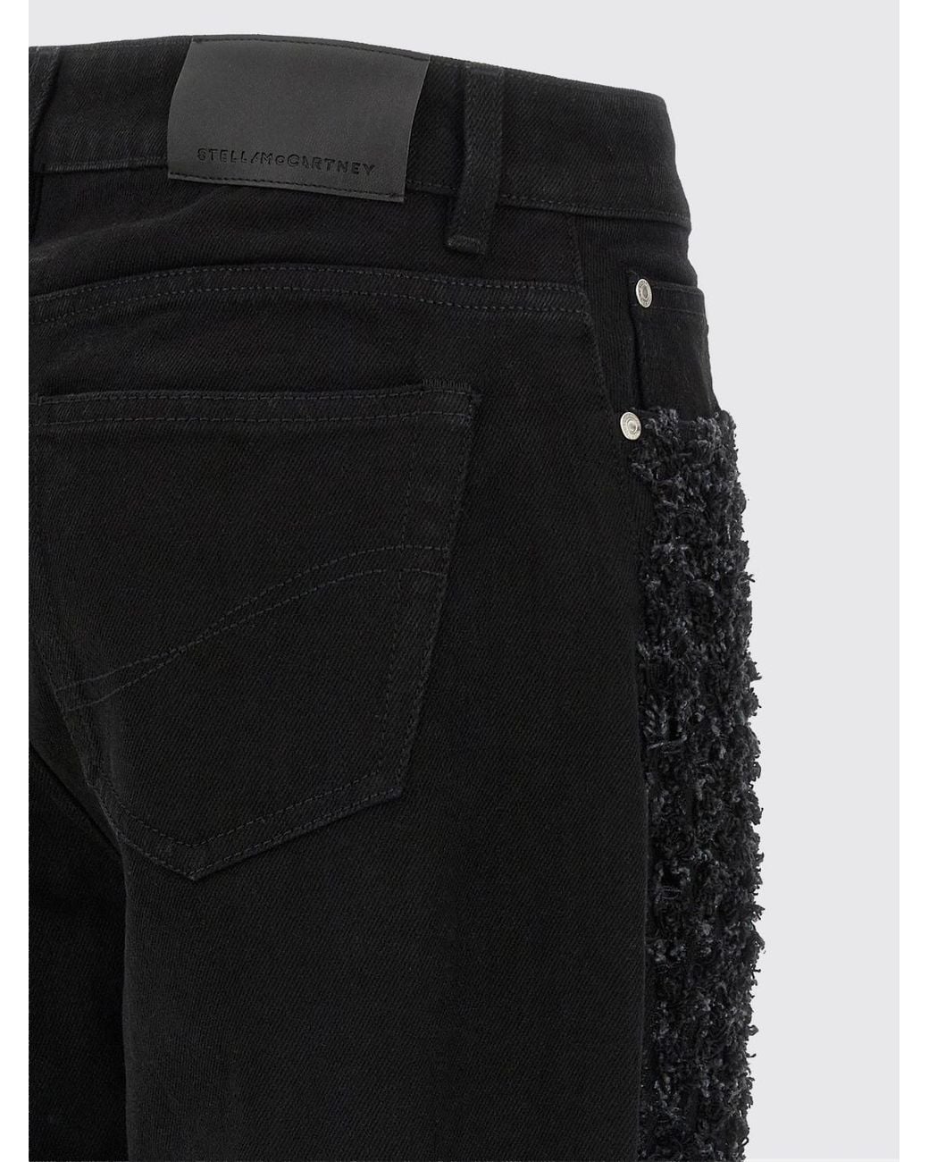 Stella McCartney Blue Denim Jeans With Bouclé Inserts