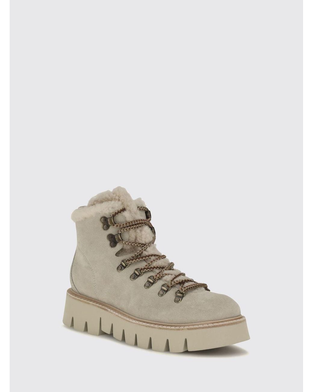 Pedro Garcia Natural Suede Outdoor Ankle Boots With Shearling Lining