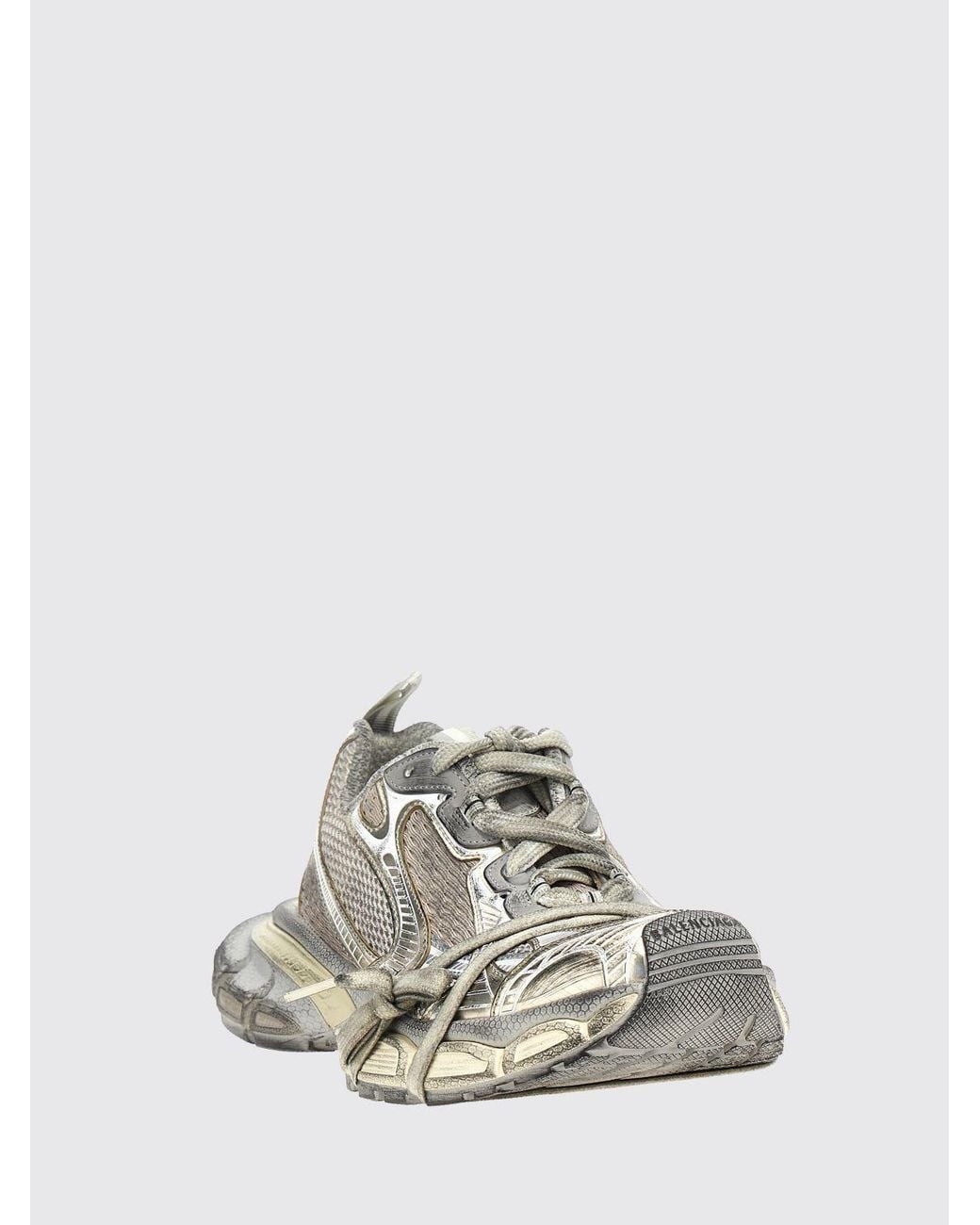 Balenciaga White 3Xl Used Laminated Mesh And Rubber Sneakers