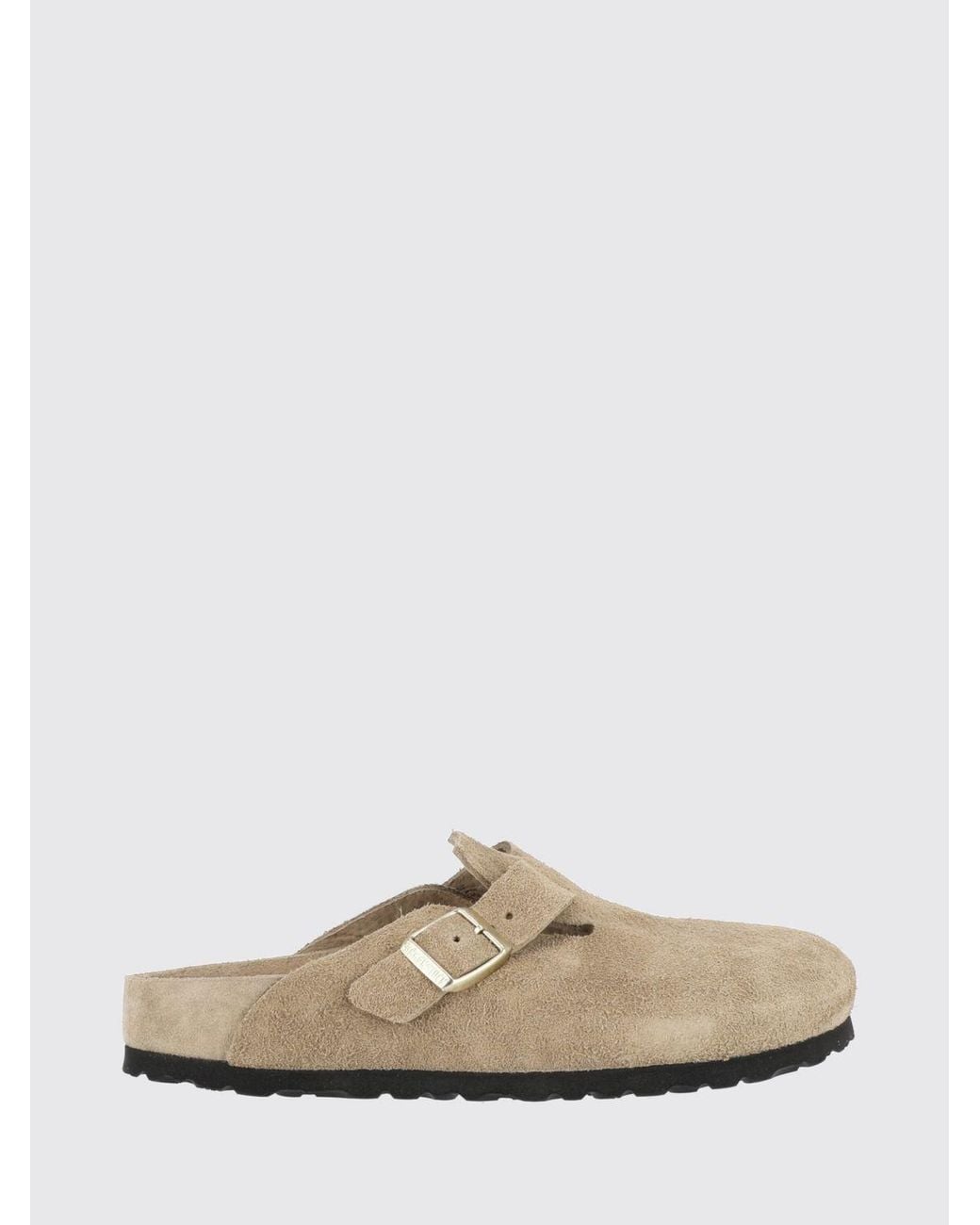Birkenstock White Boston Suede Mules With Adjustable Strap