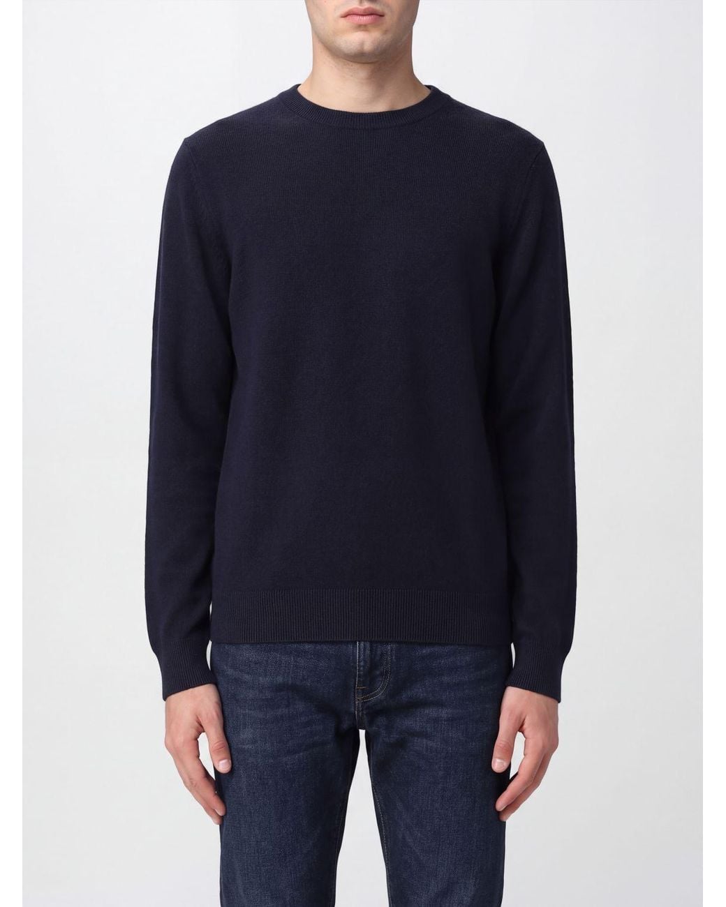 Zegna Blue Pure Cashmere Crew-Neck Jumper With Long Sleeves And Ribbed Trims for men