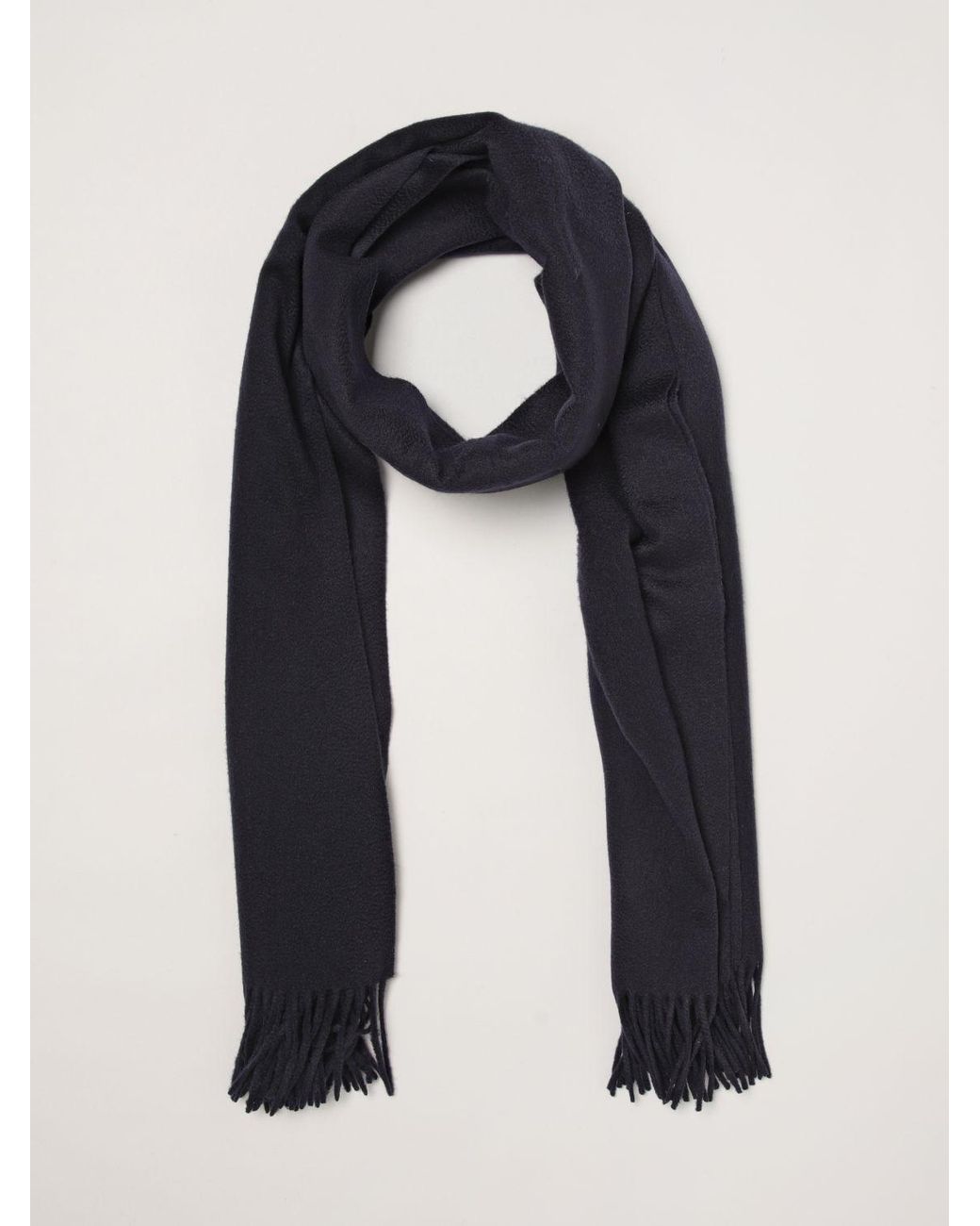 Max Mara Black Baci Pure Cashmere Scarf With Embroidered Logo And Fringes