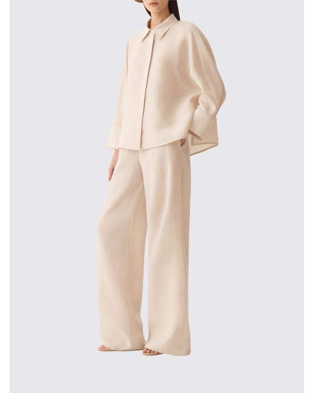 Fabiana Filippi Natural Linen Palazzo Trousers