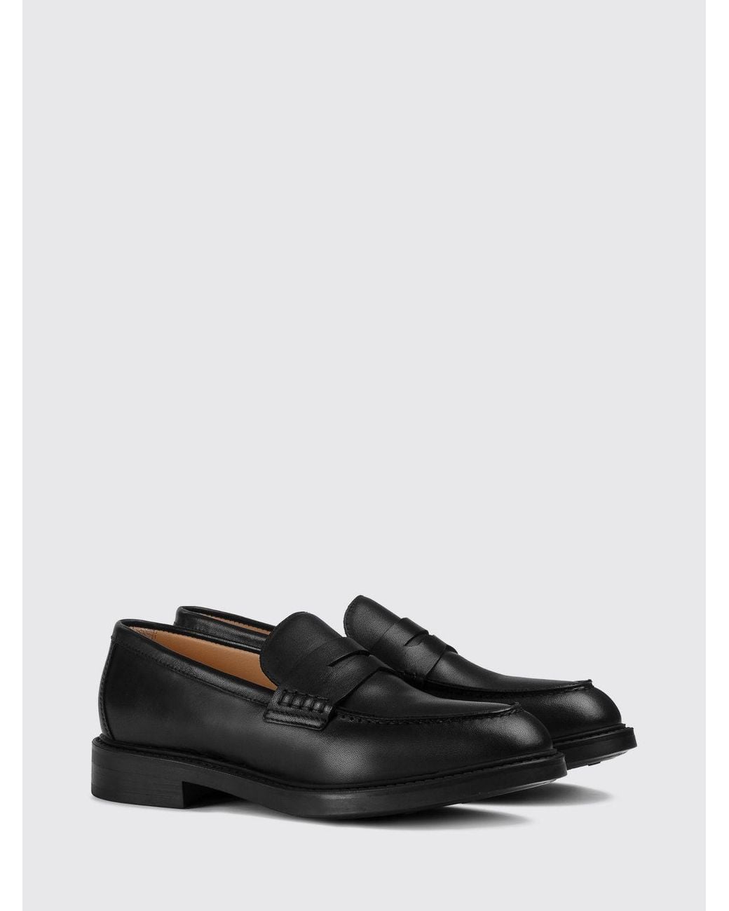 Doucal's White Smooth Calfskin Penny Loafers With Rubber Sole