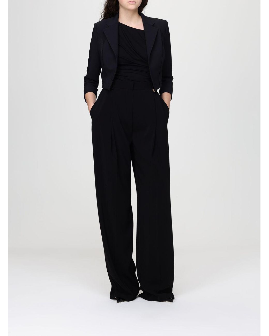 Elisabetta Franchi Black Draped Bodysuit