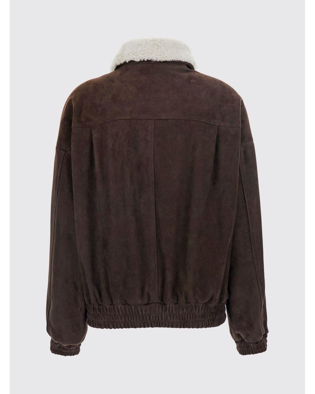 Semicouture Black Suede Leather Jacket With A Fur Collar And A Relaxed Fit