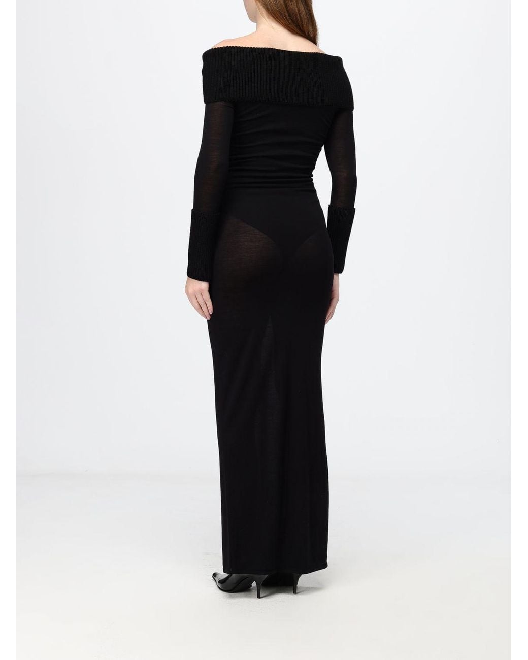 Alaïa Black Long Knit Sheath Dress