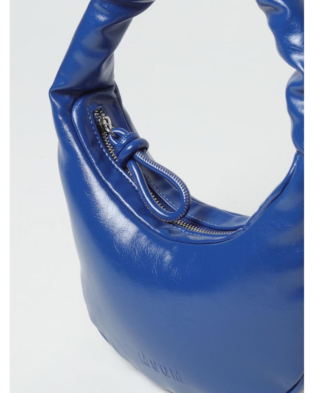 MSGM Blue Bag In Natural Grain Synthetic Nappa