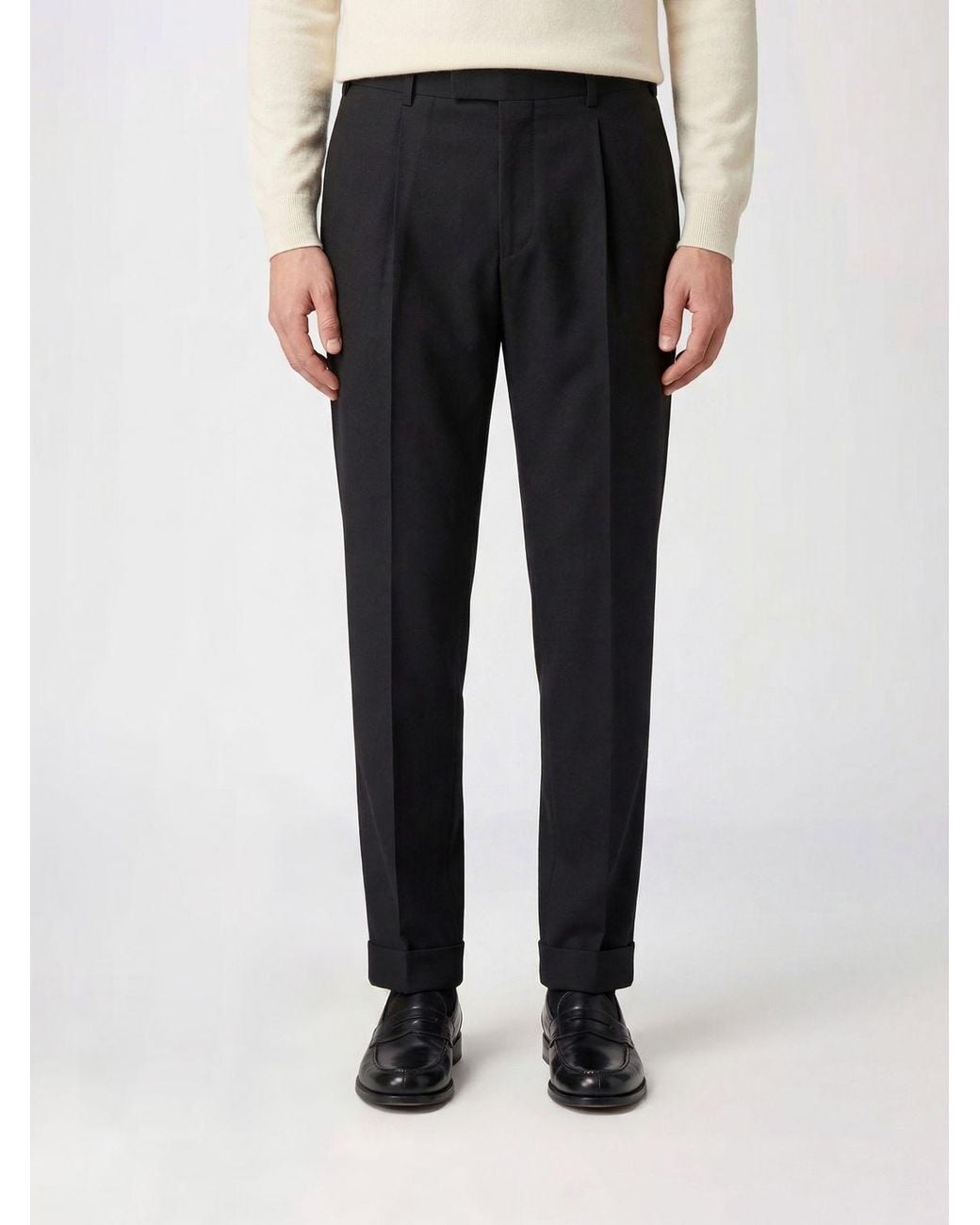PT01 Black Stretch Virgin Wool Tailored Trousers for men