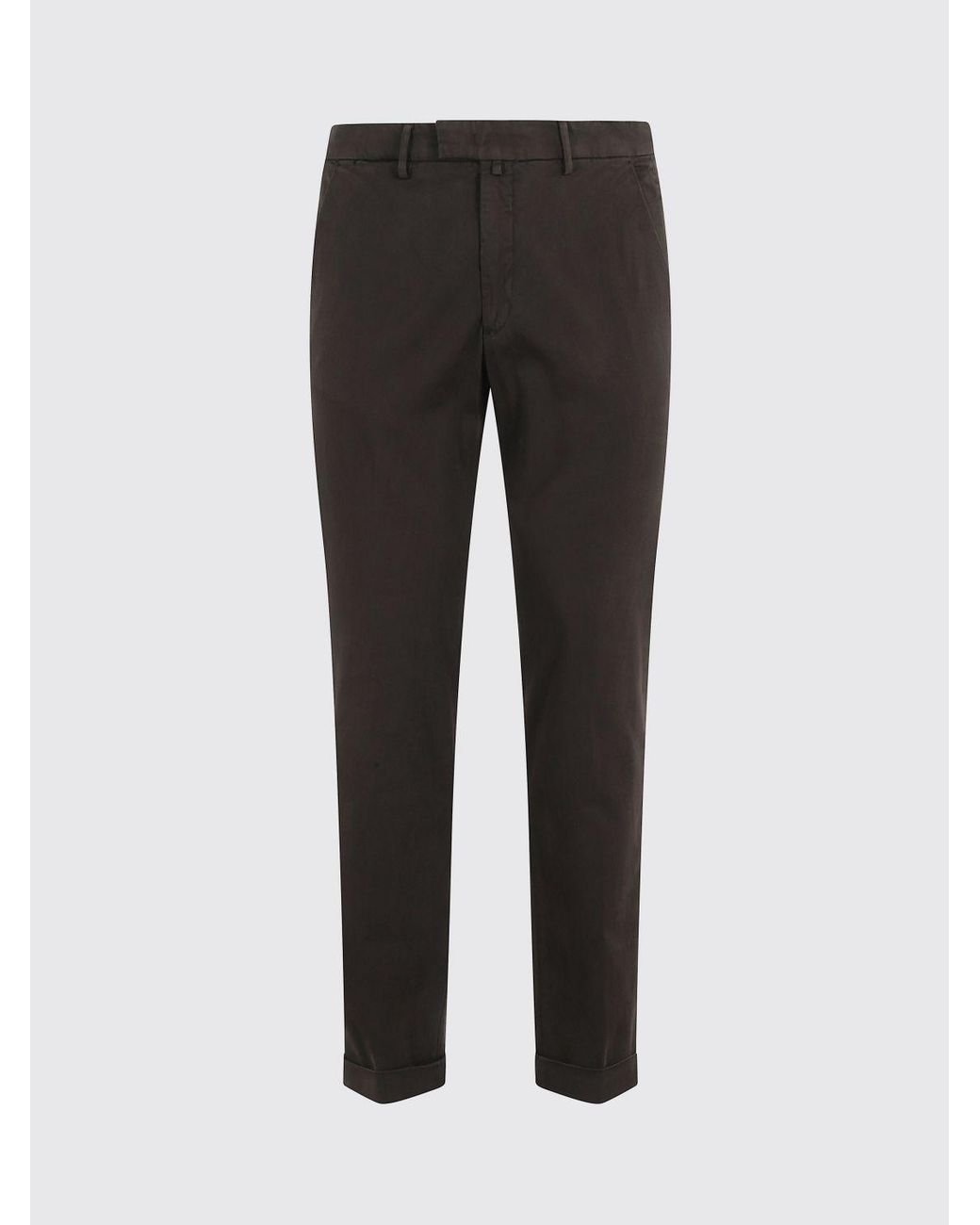 Briglia 1949 Brown Slim Fit Pleated Cotton Tailored Trousers for men