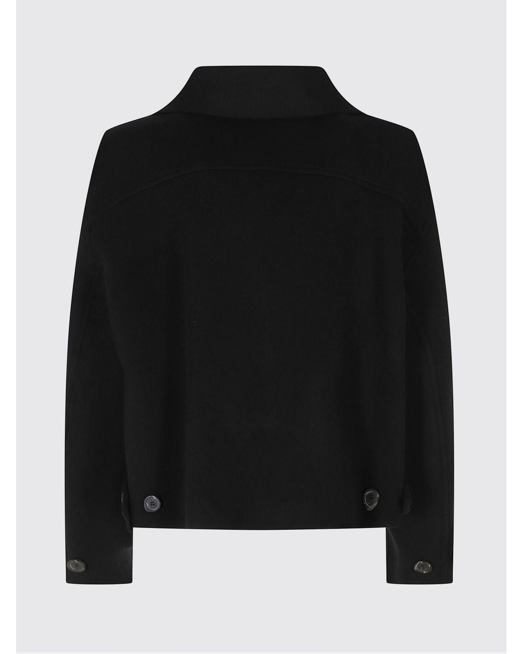 Semicouture Blue Virgin Wool Short Coat With High Collar And Kangaroo Pocket