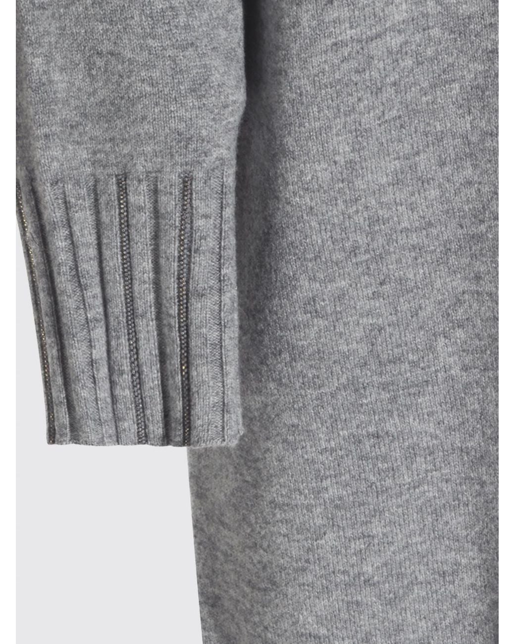 Fabiana Filippi Gray Wool, Silk And Cashmere Knit Turtleneck Mini Dress