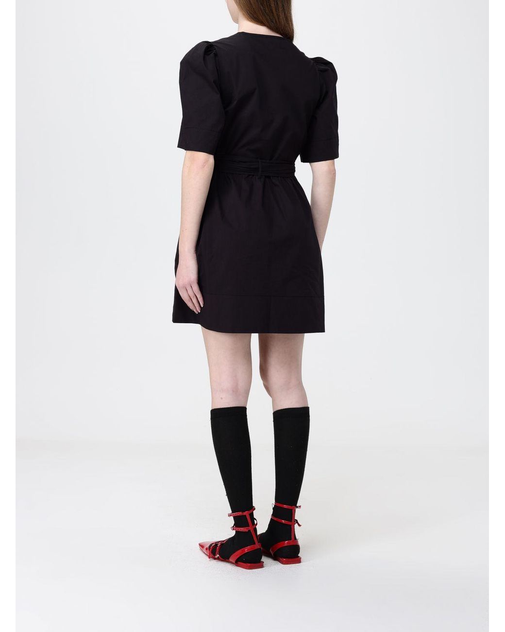 Ganni Black Stretch Cotton Mini Dress