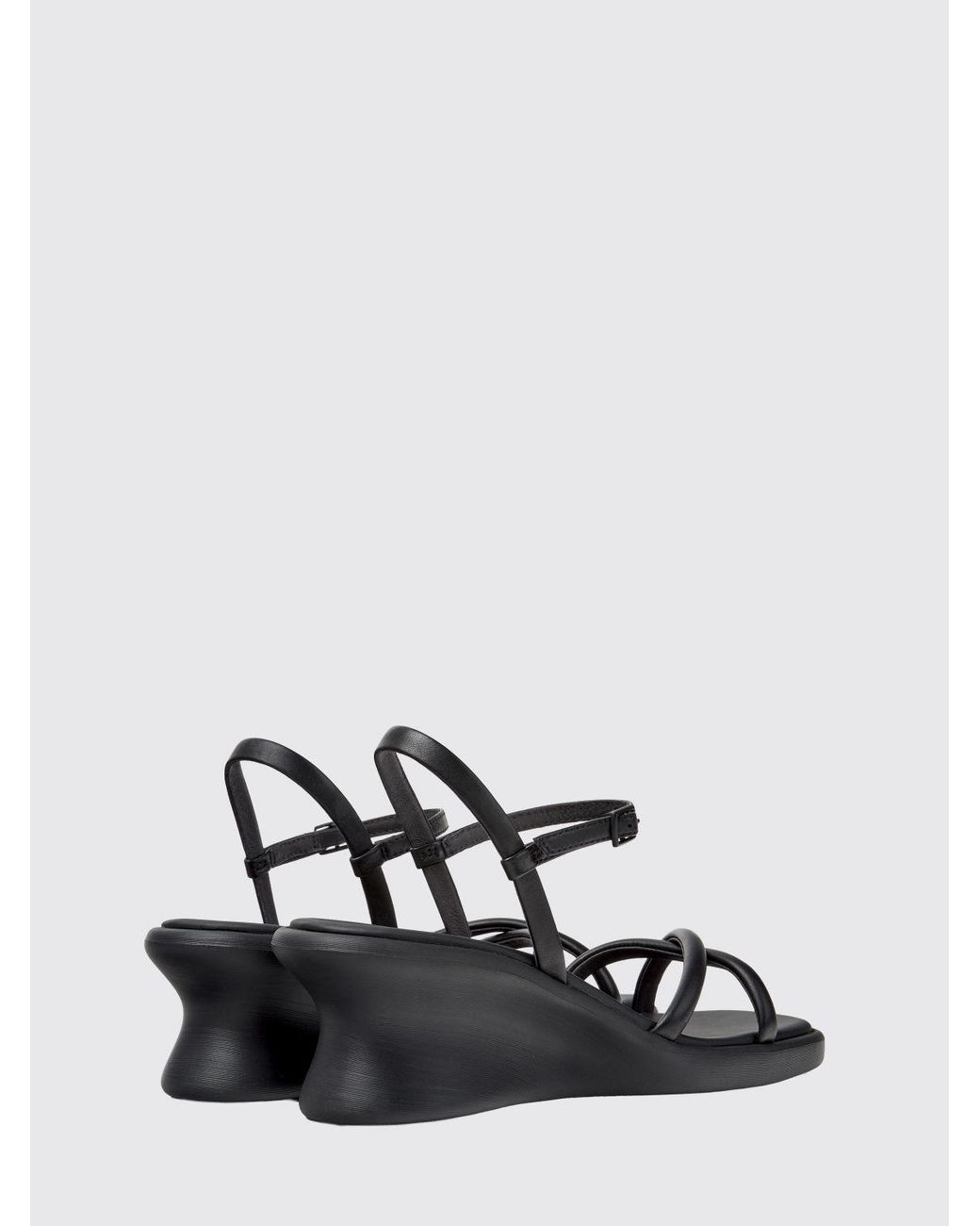 Camper White Louise Leather Wedge Sandals