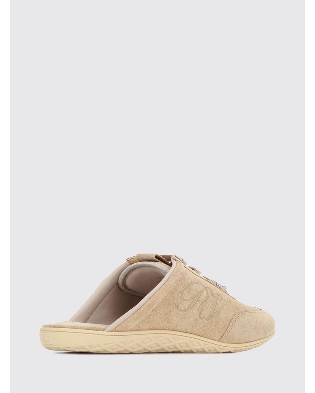 Roger Vivier Natural Suede Sabot Sneakers With A Signature Jewelled Buckle And Open Heel
