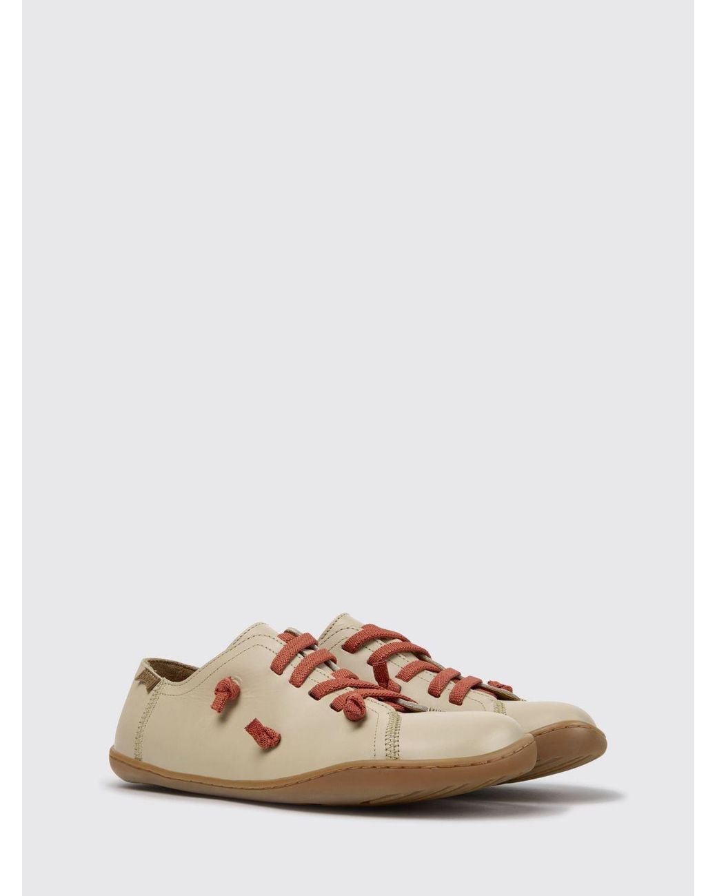 Camper Natural Twins Leather Slip-On Sneakers With Elasticated Laces