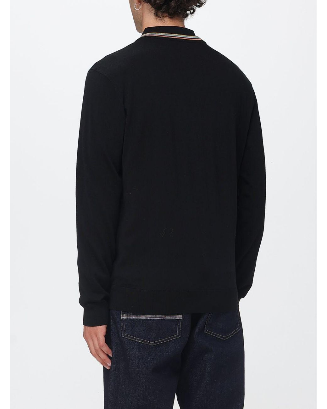 Paul Smith Blue V-Neck Pure Merino Wool Cardigan for men