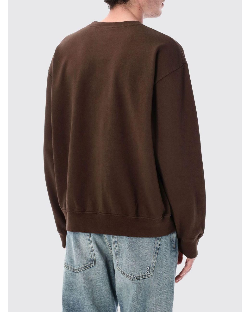 Sporty & Rich Brown Sporty &Amp Rich Cotton Crewneck Sweatshirt With Logo for men