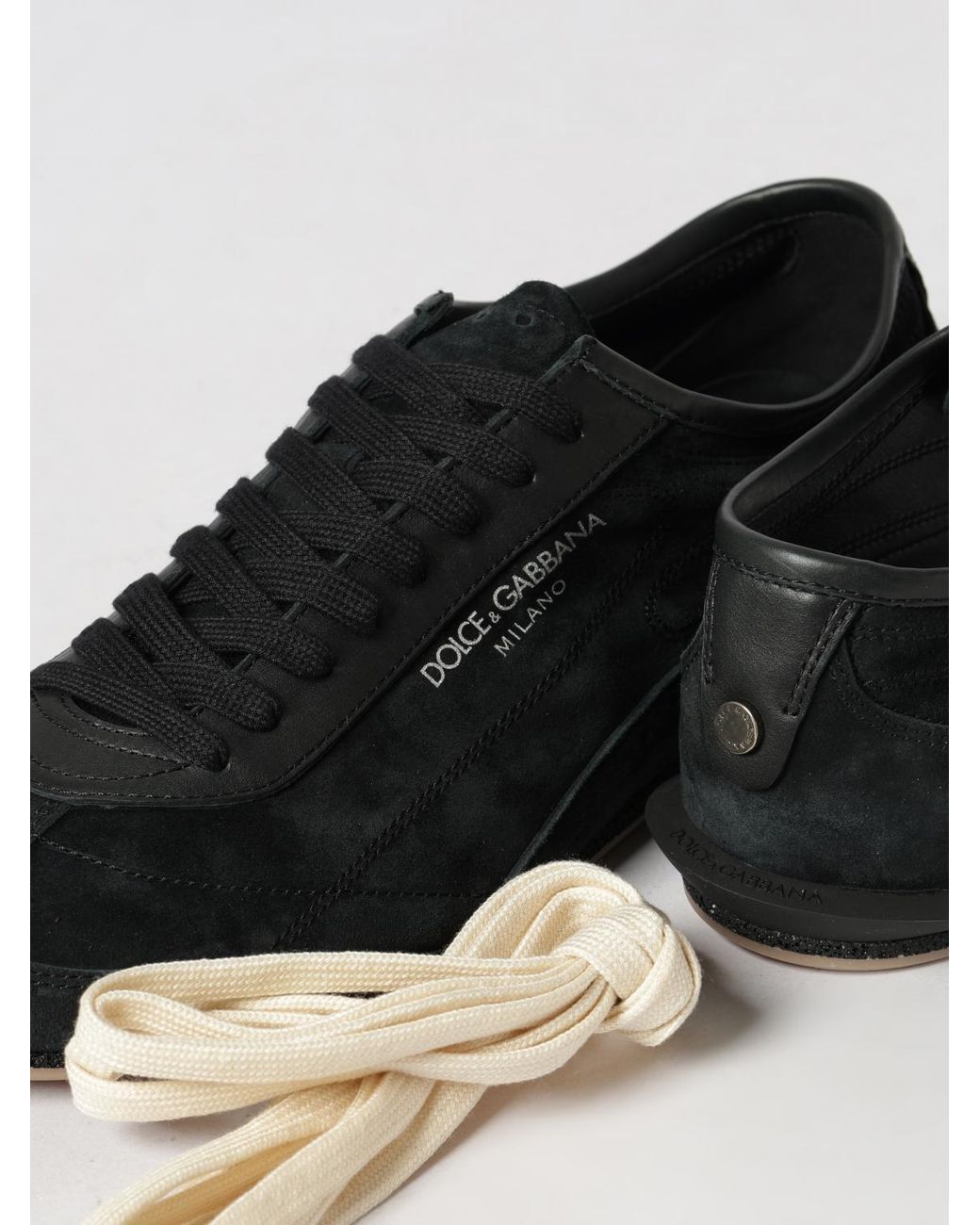 Dolce & Gabbana Black Dolce &Amp Gabbana Lipari Suede Calfskin Sneakers With Printed Logo for men