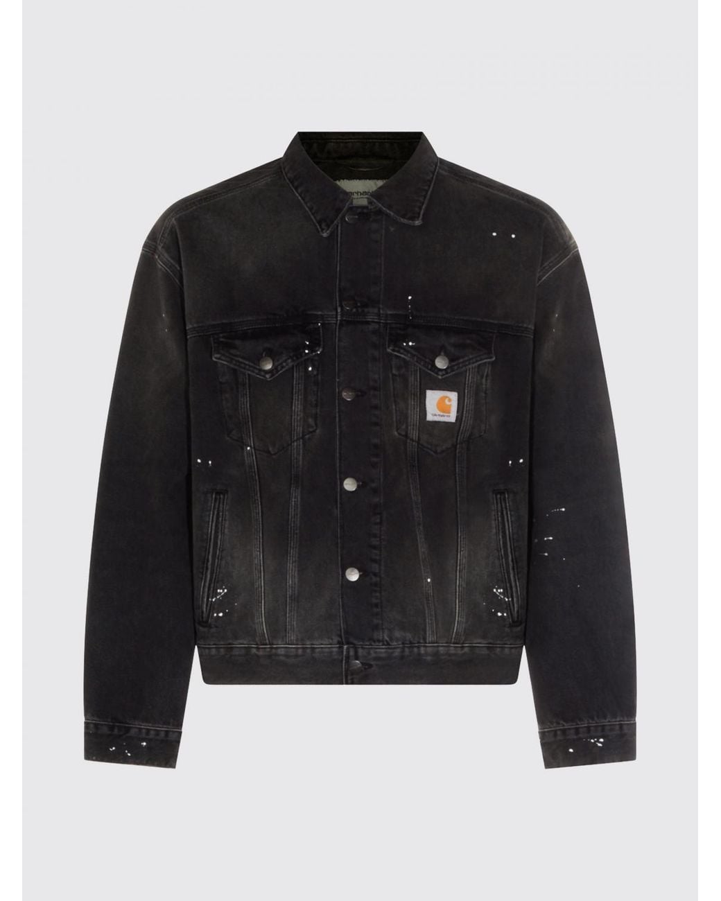 Carhartt Black Helston All-Over Abstract Print Denim Jacket With Logo Patch for men