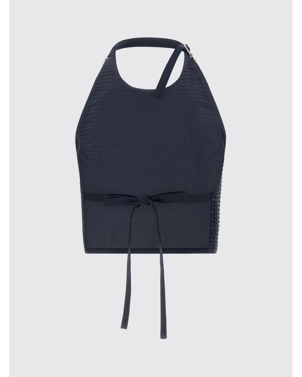 Pinko Blue Rhinestone-Embellished Crêpe Cropped Halter Top
