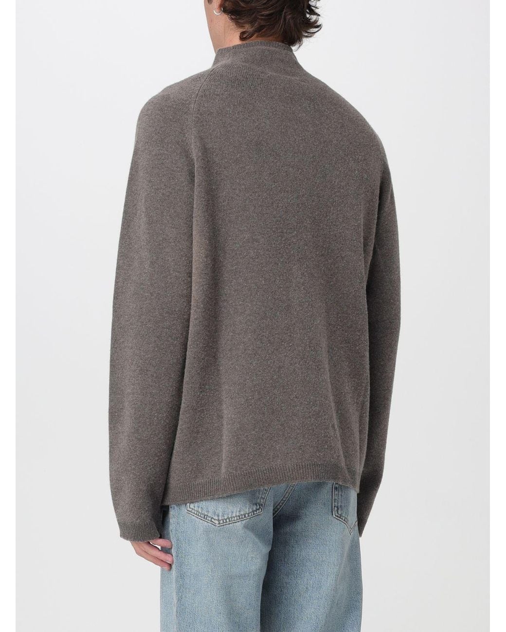 Our Legacy Gray Wool High Neck Cardigan With Front Zip Closure for men