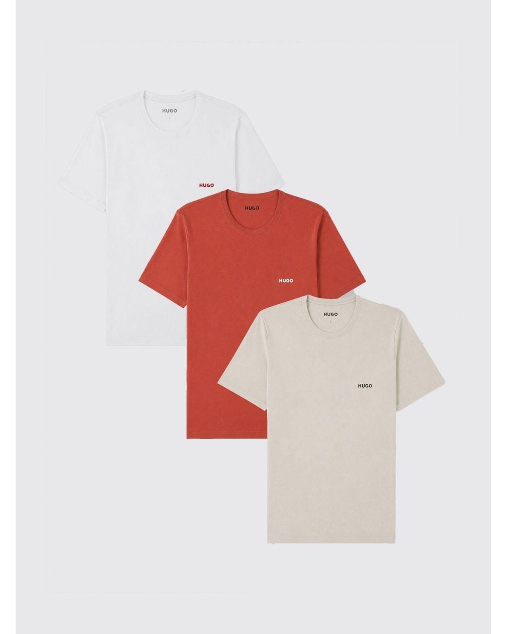 HUGO Red Set Of 3 Cotton T-Shirts With Contrast Logo for men