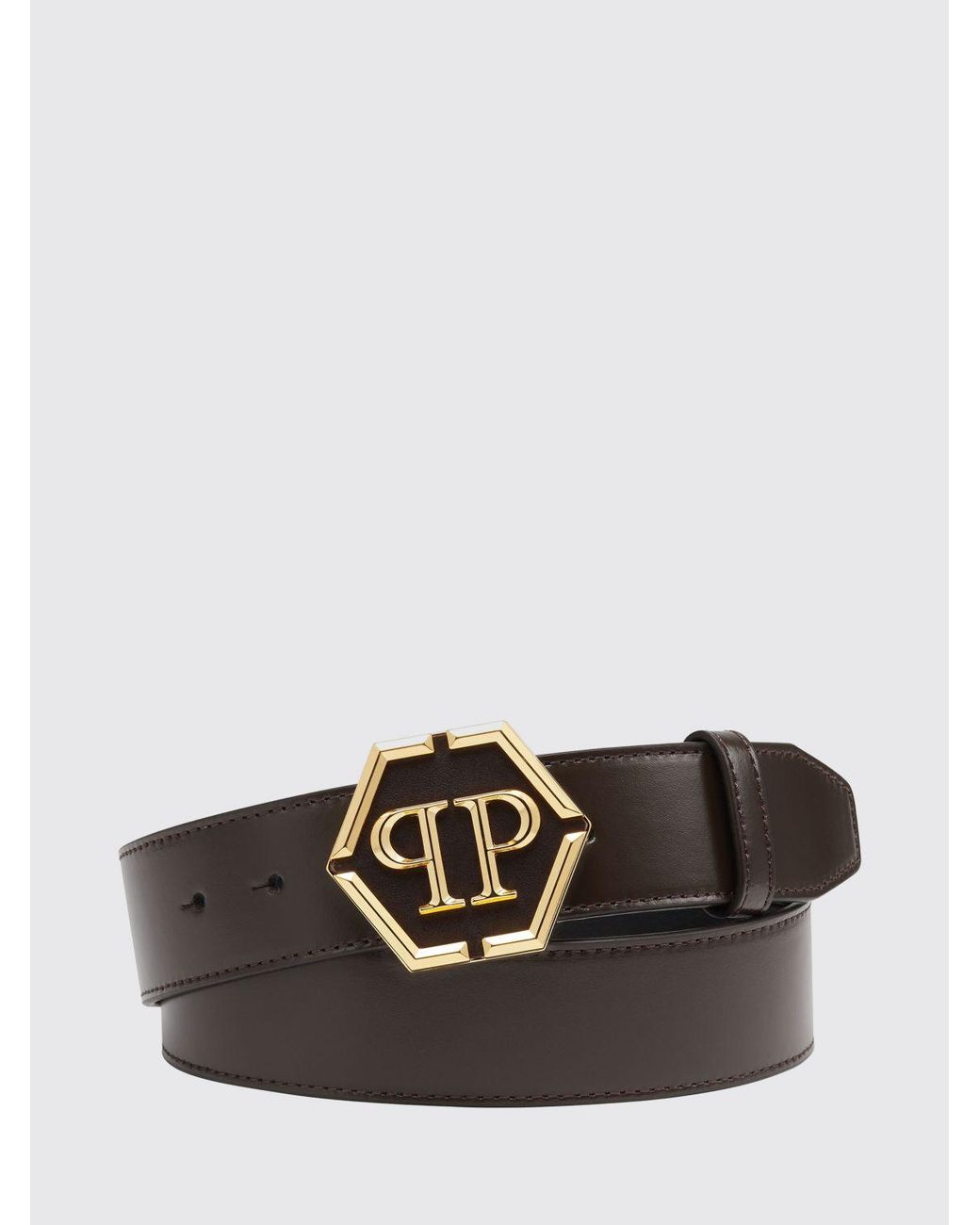 Philipp Plein Brown Leather Belt for men