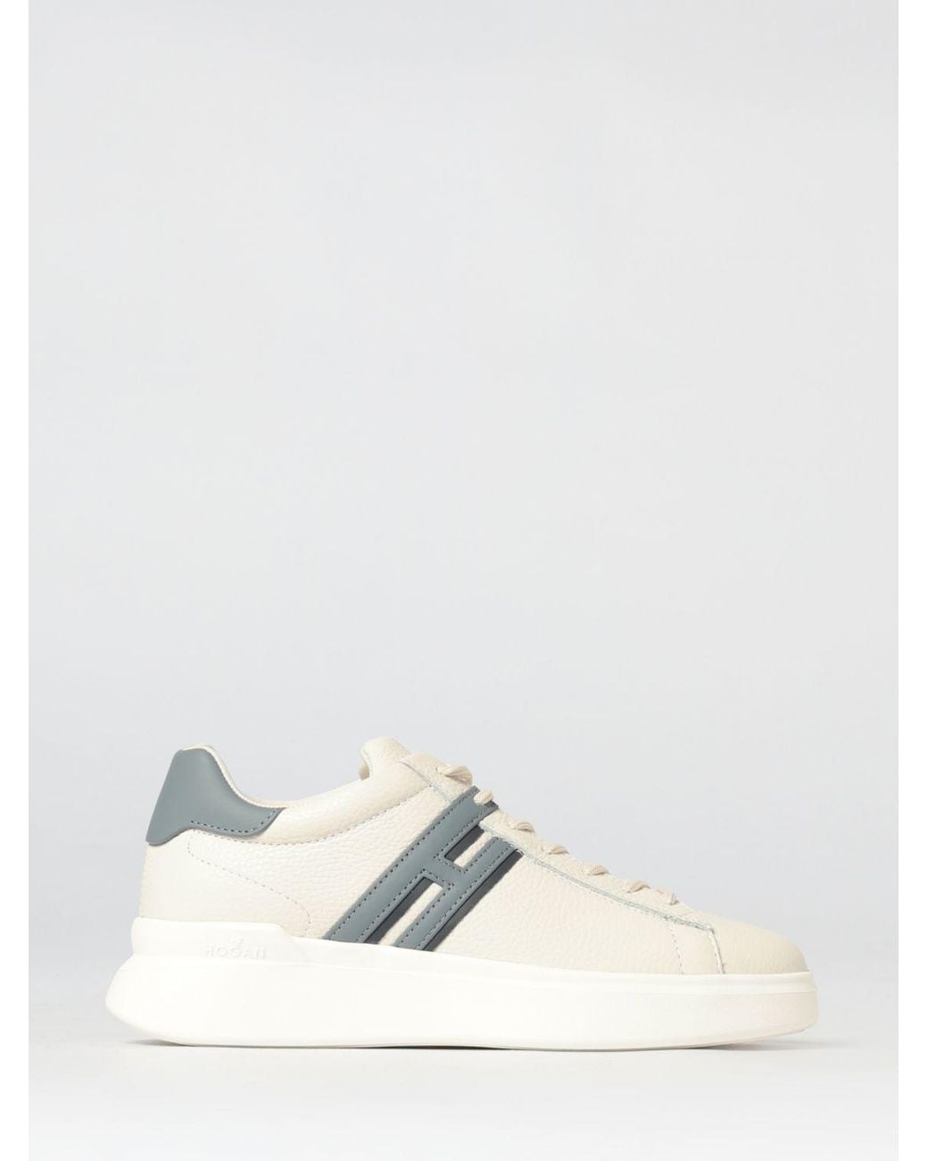 Hogan White H580 Hammered Leather Sneakers for men