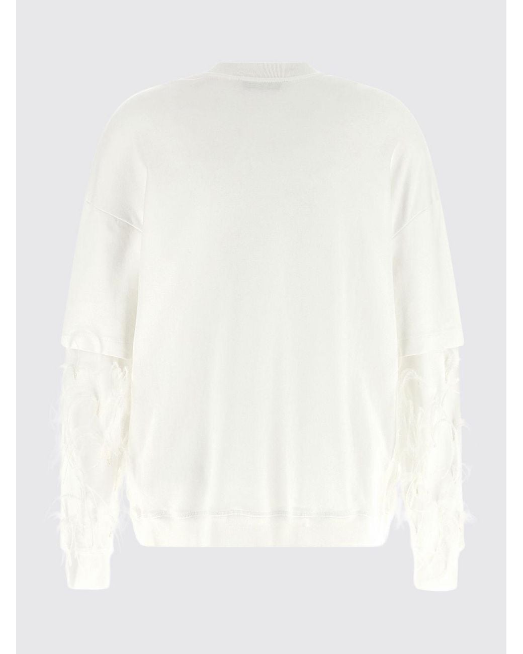 DARKPARK White Troy Long-Sleeved Cotton T-Shirt With Feather Application