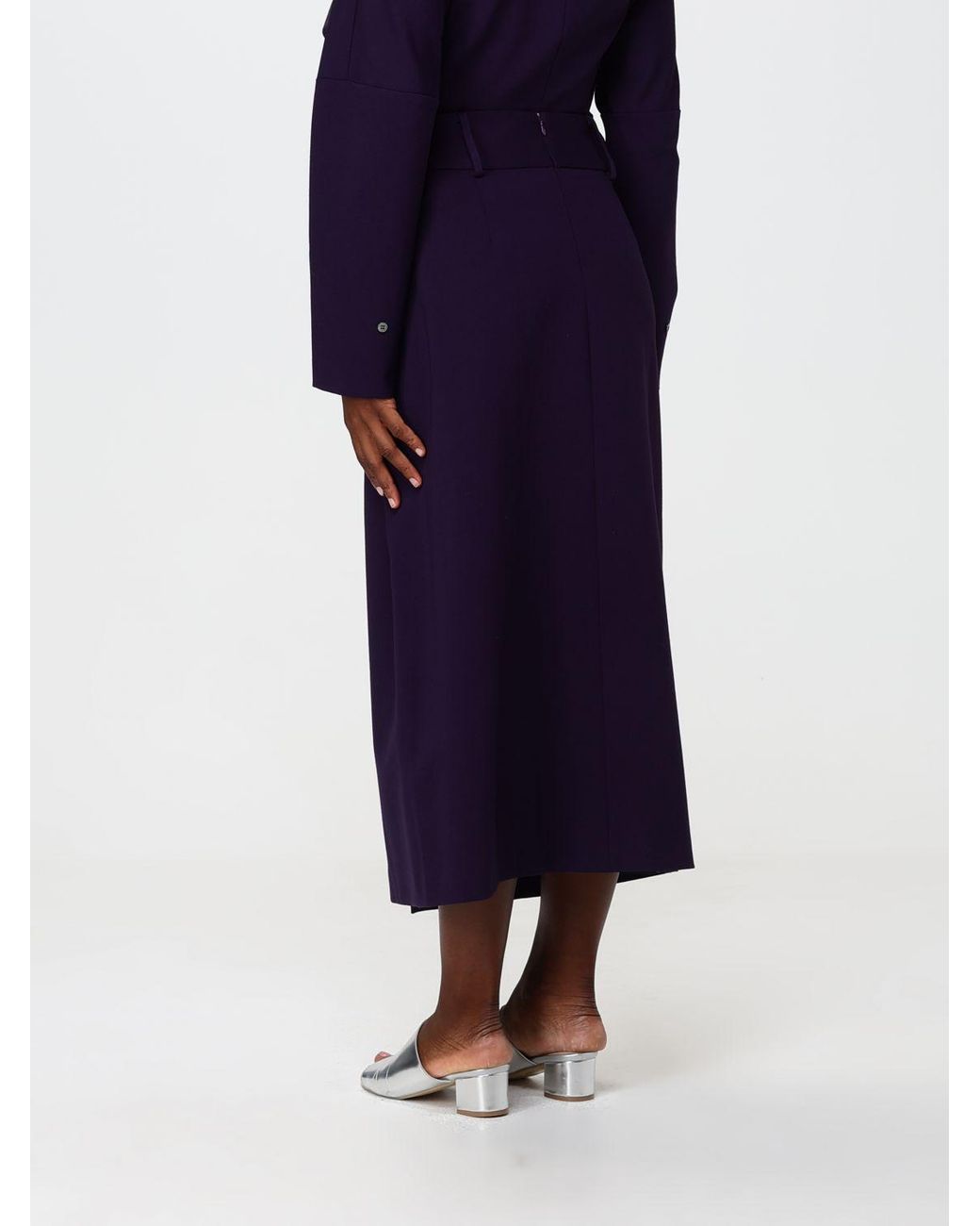 Liviana Conti Blue Claire High-Waisted Crêpe Wrap Midi Skirt