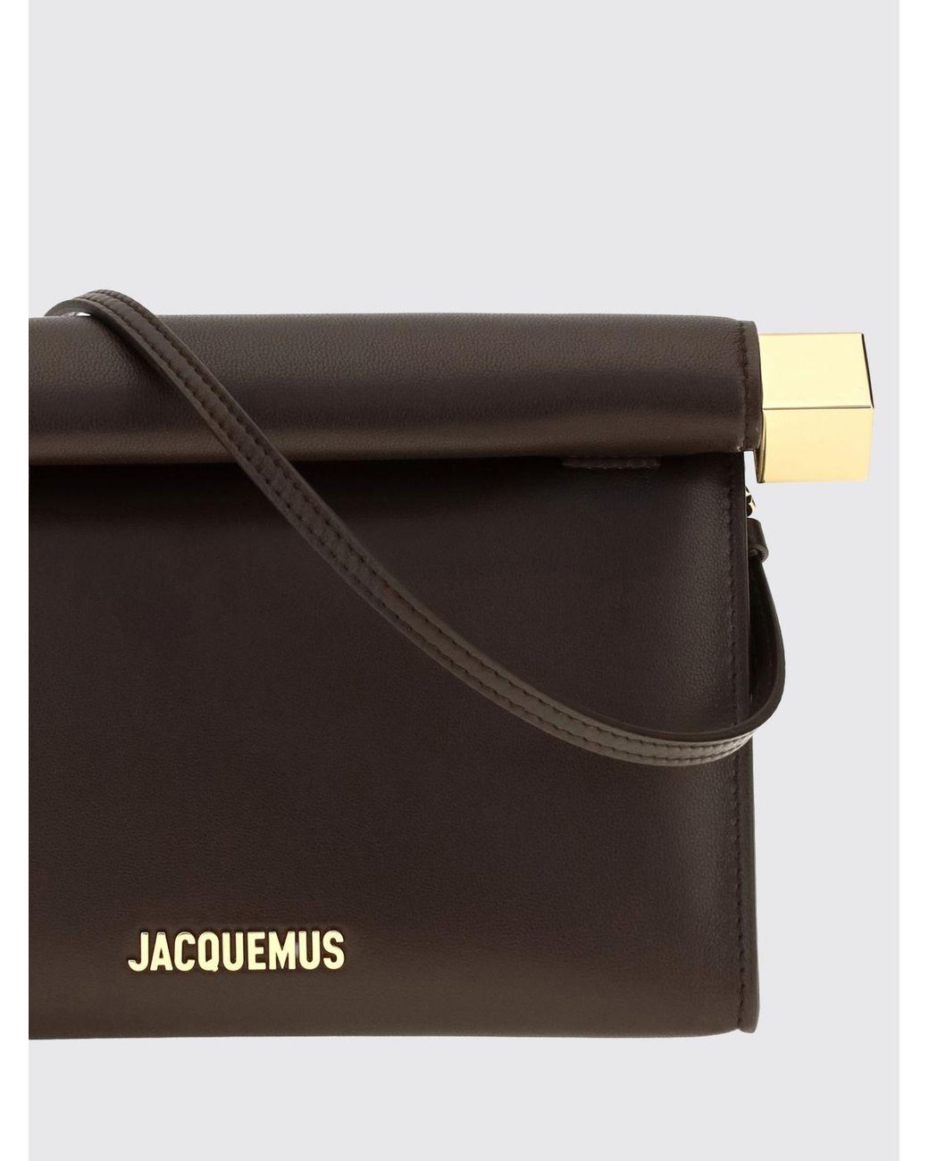 Jacquemus Gray Rond Carré Rigid Lambskin Mini Clutch With Lettering Logo