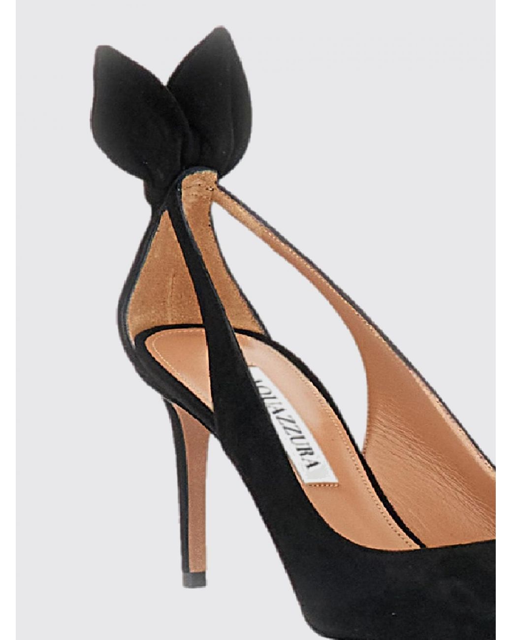 Aquazzura Black Bow Tie Suede Pumps With Stiletto Heel And Knot Detail