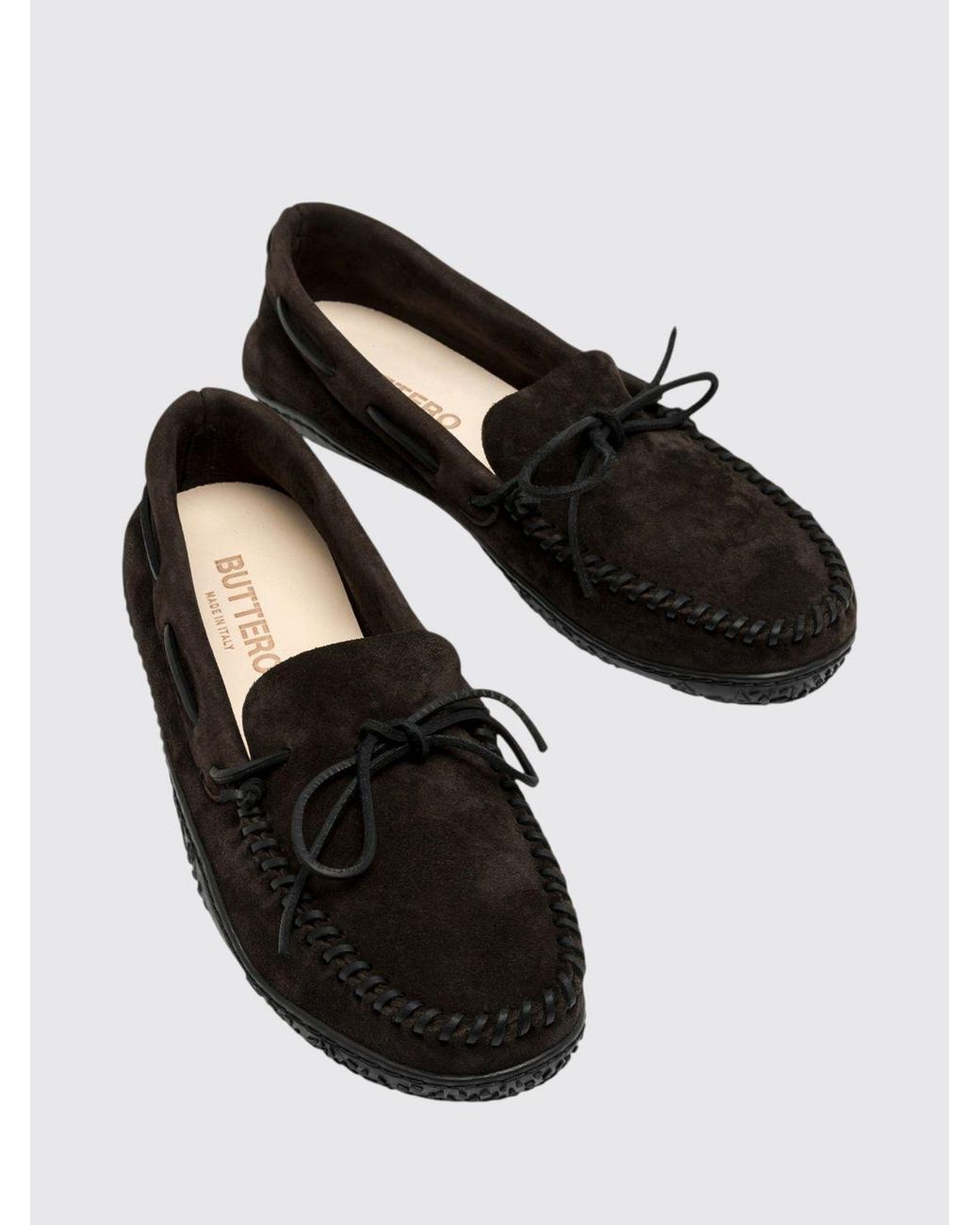 Buttero White Suede Boat Shoes With Vibram Rubber Sole