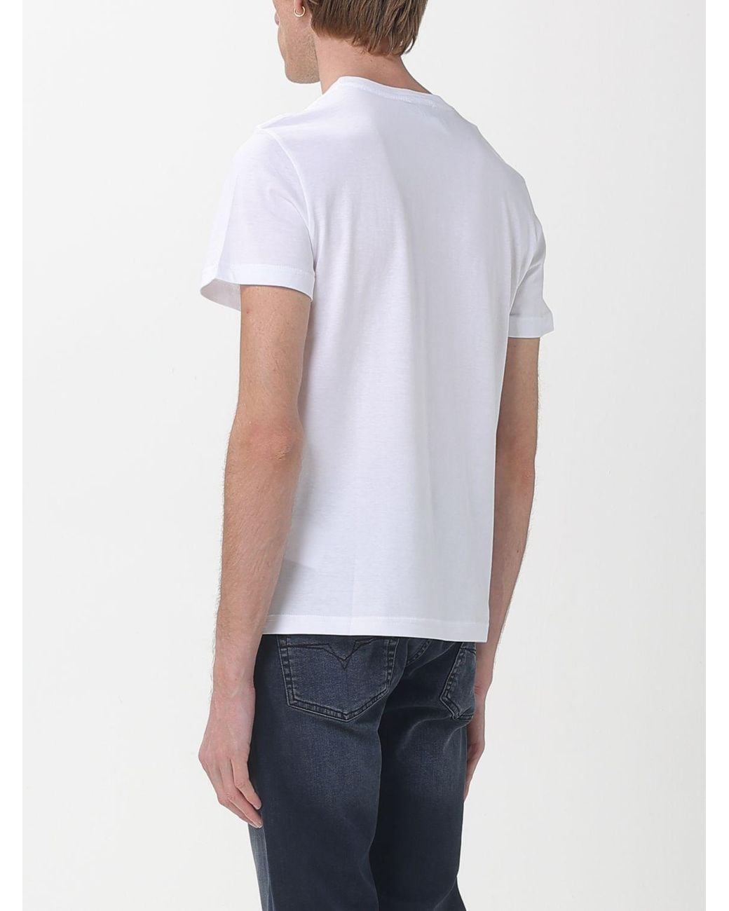 Versace Jeans Couture White Cotton T-Shirt With Laminated Logo for men