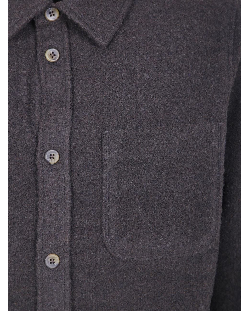 Les Deux Blue Recycled Wool Blend Shirt Jacket With Applied Logo for men