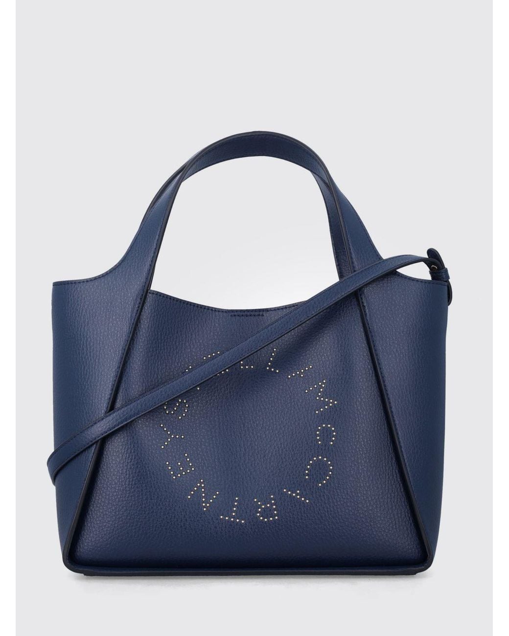 Stella McCartney Blue Polyamide Handbag With Embroidered Logo And Pouch