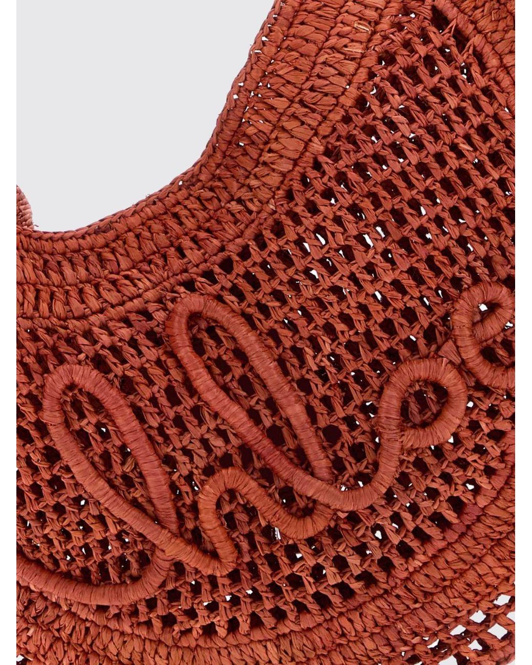Chloé Chlo&Eacute Summer Banana Crochet Raffia Tote Bag With Embroidered Logo